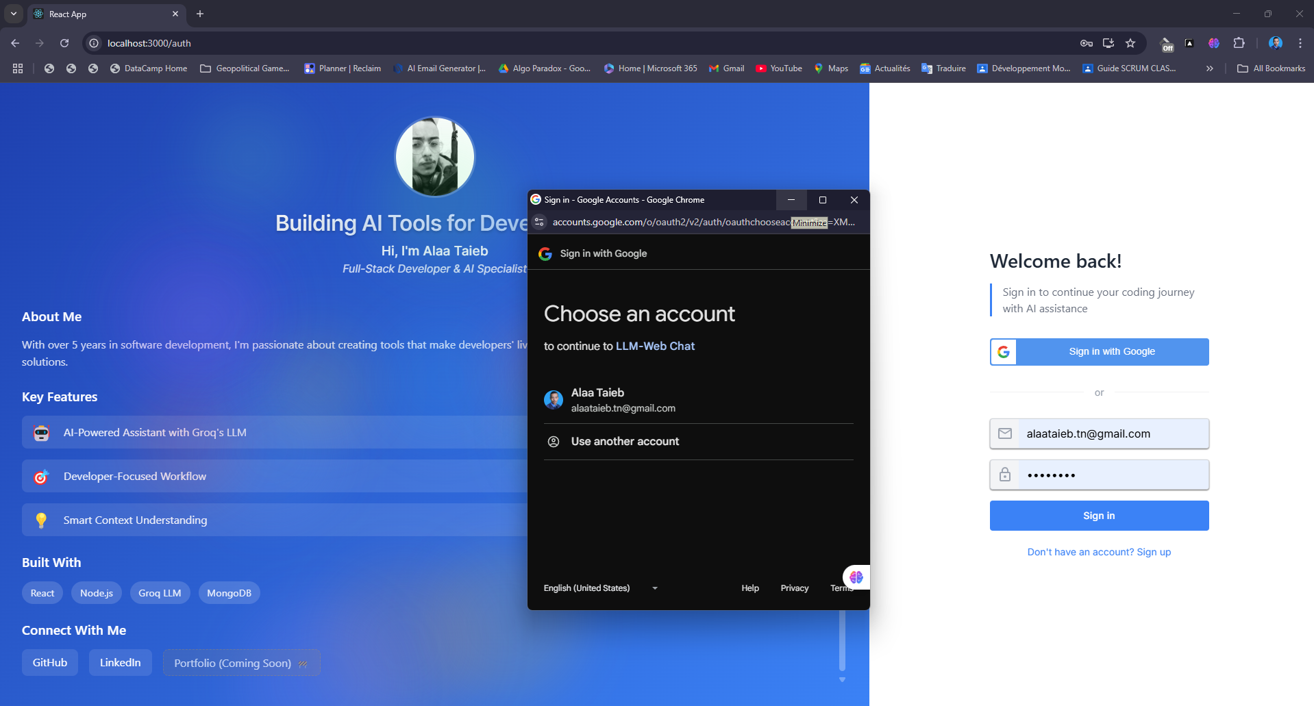 OAuth authentication dialog