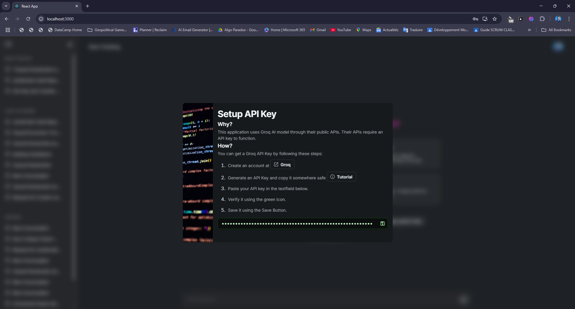 API key onboarding flow